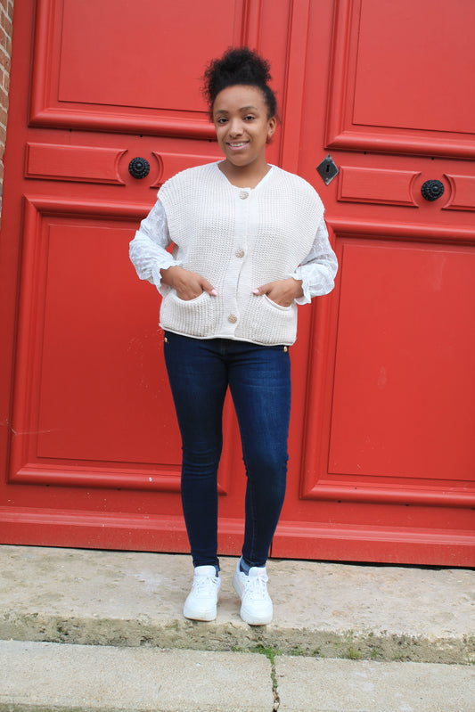 Gilet sans manches Joy - Crème