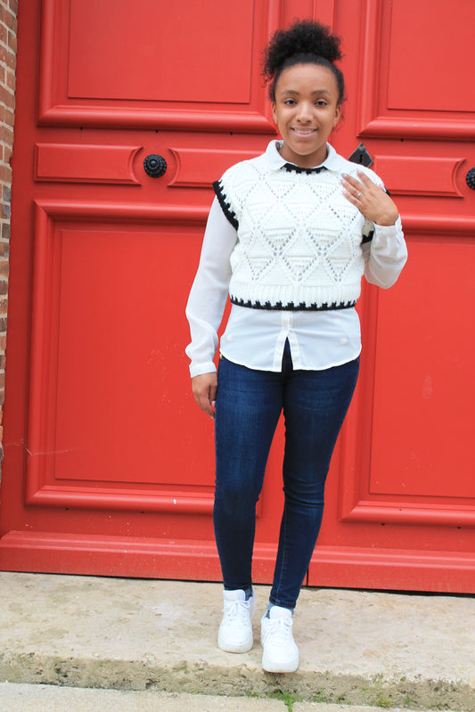 Pull sans manches Lola - Crème