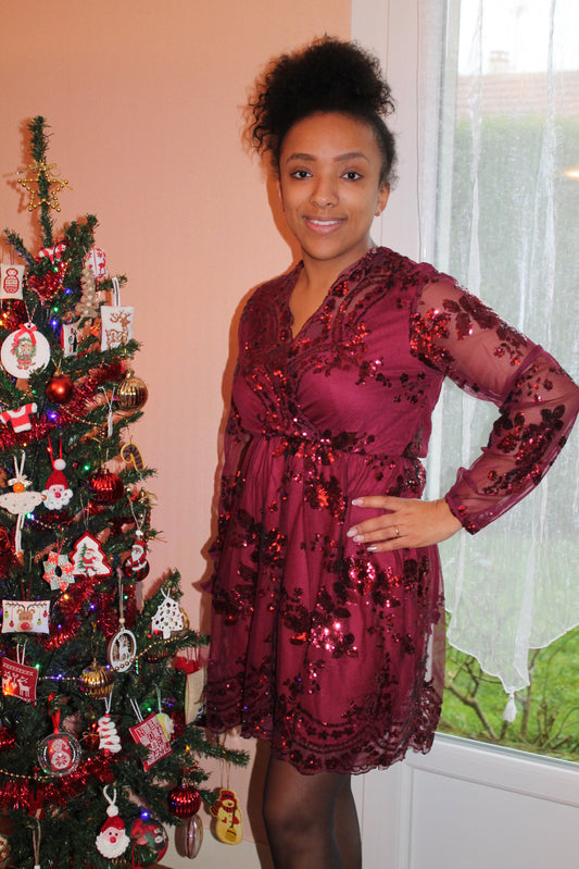 Robe à sequins - Bordeaux